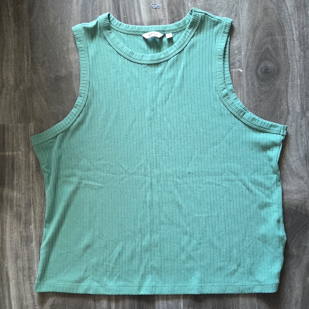 Reitmans Blue Ribbed Crop Muscle Tee